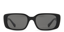 EYE'M Rectangle Sunglasses in Solid Black – Product Photo 1