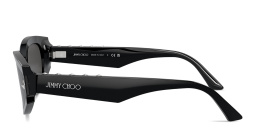 Shop JIMMY CHOO Logo Signature Wide Oval Sunglasses in Black online.