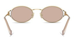 MIU MIU Vertical Logo Oval Sunglasses in Gold – Product Photo 4
