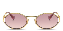 MIU MIU Vertical Logo Oval Sunglasses in Gold – Product Photo 1