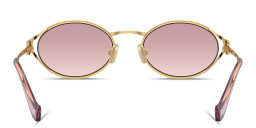Shop MIU MIU Vertical Logo Oval Sunglasses in Gold online.