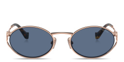 MIU MIU Vertical Logo Oval Sunglasses in Pink Gold – Product Photo 1