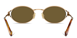 Shop MIU MIU Vertical Logo Oval Sunglasses in Gold online.