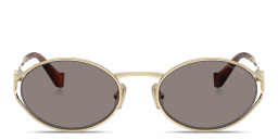 MIU MIU Vertical Logo Oval Sunglasses in Pale Gold – Product Photo 1