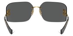 Shop MIU MIU Runway Rimless Wide Irregular Sunglasses in Gold online.