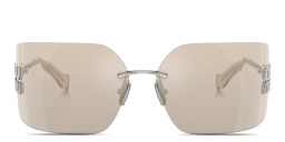 MIU MIU Runway Rimless Wide Irregular Sunglasses in Silver – Product Photo 1