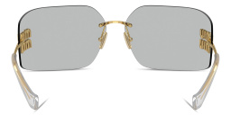 Shop MIU MIU Runway Rimless Wide Irregular Sunglasses in Gold online.