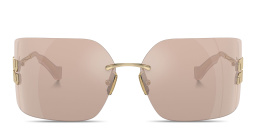 MIU MIU Runway Rimless Wide Irregular Sunglasses in Pale Gold – Product Photo 1