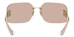 Shop MIU MIU Runway Rimless Wide Irregular Sunglasses in Pale Gold online.
