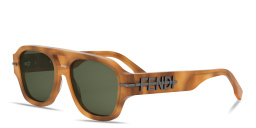 Shop FENDI Fendigraphy Havana Square Sunglasses in Havana online.