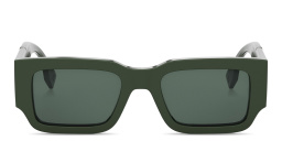Shop FENDI Diagonal Rectangle Sunglasses in Green online.