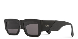 Shop FENDI Fendi Diagonal Rectangle Sunglasses in Black online.