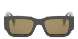 Shop FENDI Diagonal Rectangle Sunglasses in Brown online.