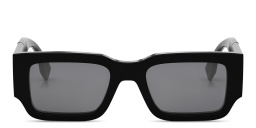 Shop FENDI Diagonal Rectangle Sunglasses in Black online.