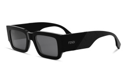 Shop FENDI Diagonal Rectangle Sunglasses in Black online.