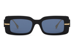 Shop FENDI Fendigraphy Rectangle Sunglasses in Black online.