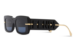 Shop FENDI Fendigraphy Rectangle Sunglasses in Black online.