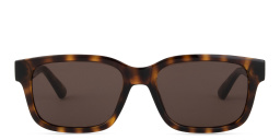 Shop GUCCI Logo Lettering Rectangle Sunglasses in Havana online.