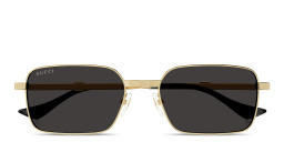 Shop GUCCI Web Rectangle Sunglasses in Gold online.