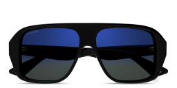 Shop GUCCI Logo Lettering Aviator Sunglasses in Black online.