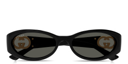 Shop GUCCI GG Logo Round Sunglasses in Black online.