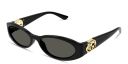 Shop GUCCI GG Logo Round Sunglasses in Black online.