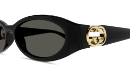 Shop GUCCI GG Logo Round Sunglasses in Black online.