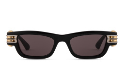 Shop BOTTEGA VENETA Bolt Unisex Rectangle Sunglasses in Black online.