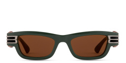 Shop BOTTEGA VENETA Bolt Unisex Rectangle Sunglasses in Green online.