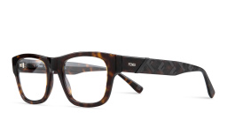 Shop FENDI Fendi Diagonal Square Eyeglasses in Havana online.