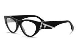 Shop FENDI Fendi First Black Cat-Eye Eyeglasses in Black online.