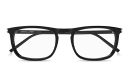 SAINT LAURENT Logo Lettering Square Eyeglasses in Black – Product Photo 1