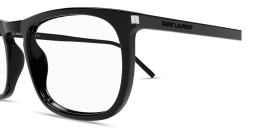 SAINT LAURENT Logo Lettering Square Eyeglasses in Black – Product Photo 3
