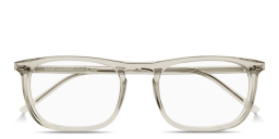 SAINT LAURENT Logo Lettering Square Eyeglasses in Beige – Product Photo 1