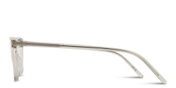 Shop SAINT LAURENT Logo Lettering Square Eyeglasses in Beige online.