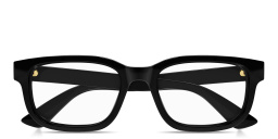 Shop GUCCI Logo Lettering Rectangle Eyeglasses in Black online.