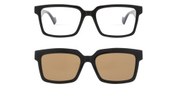 تسوق نظارات طبية كليب أون بإطار مربّع بشعار العلامة غوتشي بلون أسود أونلاين.