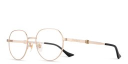 Shop GUCCI Web Round Eyeglasses in Gold online.