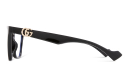 Shop GUCCI Clip-On GG Logo Wide Cat-Eye Eyeglasses in Black online.