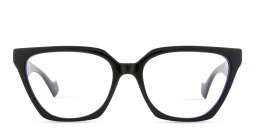 Shop GUCCI Clip-On GG Logo Wide Cat-Eye Eyeglasses in Black online.