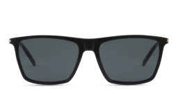 Shop SAINT LAURENT Logo Lettering Square Sunglasses in Black online.