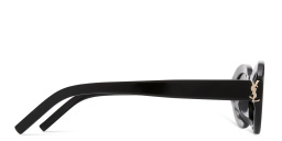 Shop SAINT LAURENT YSL Logo Oval Sunglasses in Black online.