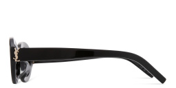 Shop SAINT LAURENT YSL Logo Oval Sunglasses in Black online.