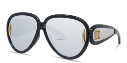 Shop LOEWE Anagram Black Pilot Sunglasses in Black online.