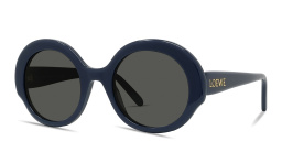 Shop LOEWE Slim Blue Round Sunglasses in solid blue online.