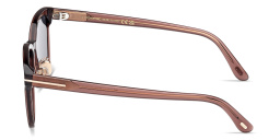 Shop TOM FORD T Logo Unisex Square Sunglasses in Transparent Brown online.