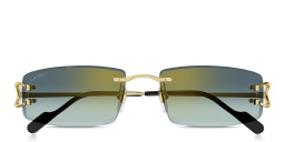 Cartier Signature 'C'de Cartier Rimless Rectangle Sunglasses in Gold – Product Photo 1