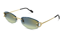 Shop Cartier Signature 'C'de Cartier Rimless Round Sunglasses in Gold online.