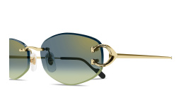 Shop Cartier Signature 'C'de Cartier Rimless Round Sunglasses in Gold online.