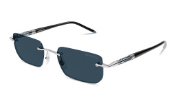 Shop MONTBLANC Meisterstück Centenary Rimless Rectangle Sunglasses in Silver online.